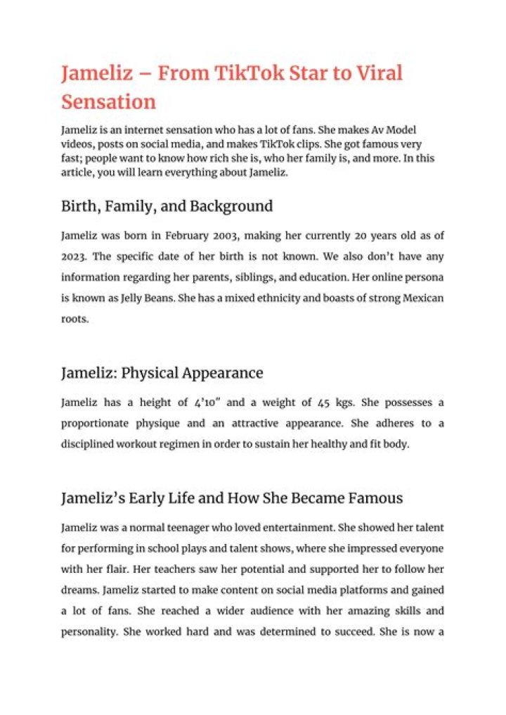 Exploring Jameliz: A Social Media Sensation Making Waves