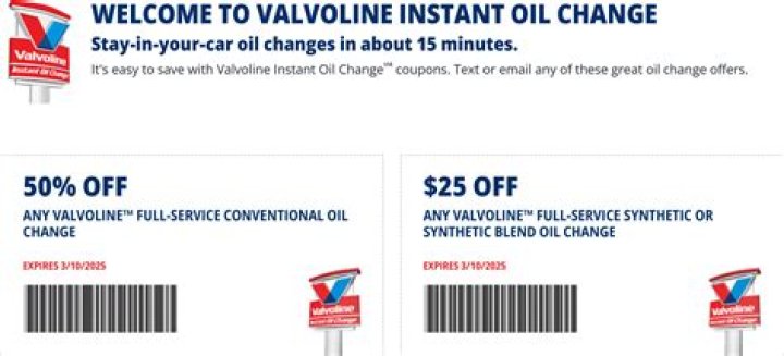 Valvoline Coupon $25 Off: 50% Off Oil Change Deals You Can't Miss!