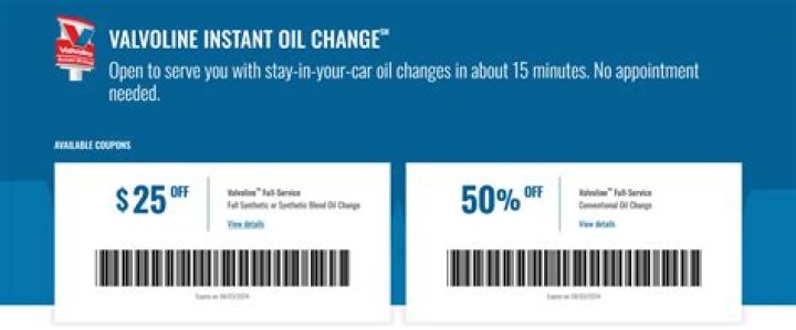 Valvoline Coupon: $25 Synthetic Oil Change Price &ndash; Save Big on Your Car Maintenance